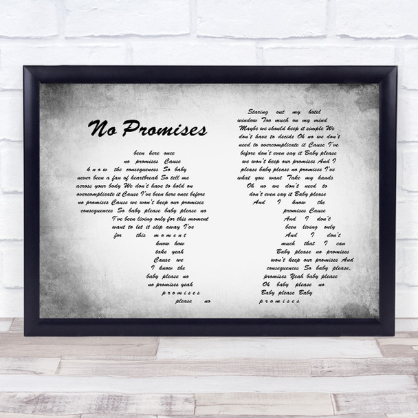 Shawn Mendes No Promises Man Lady Couple Grey Song Lyric Quote Print