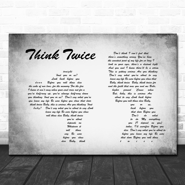 Celine Dione Think Twice Man Lady Couple Grey Song Lyric Quote Print