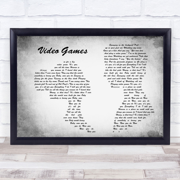 Lana Del Rey Video Games Man Lady Couple Grey Song Lyric Quote Print