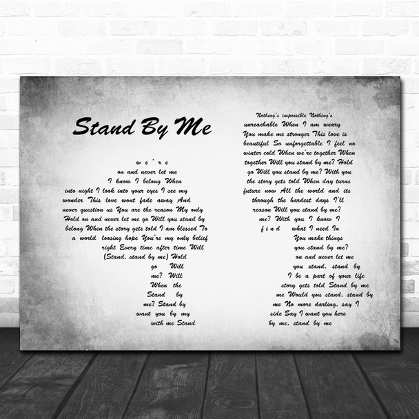 Shayne Ward Stand By Me Man Lady Couple Grey Song Lyric Quote Print