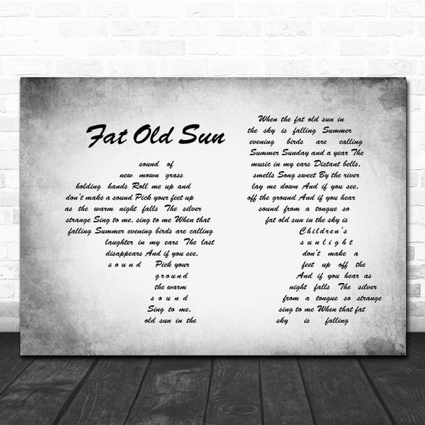 Pink Floyd Fat Old Sun Man Lady Couple Grey Song Lyric Quote Print