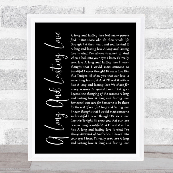 Crystal Gayle A Long And Lasting Love Black Script Song Lyric Music Wall Art Print