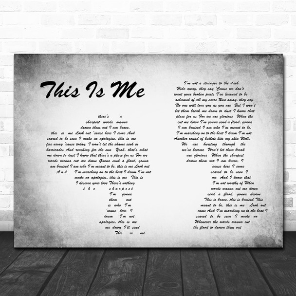 The Greatest Showman This Is Me Man Lady Couple Grey Song Lyric Quote Print