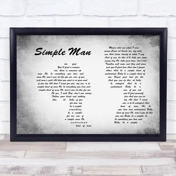 Lynyrd Skynyrd Simple Man Man Lady Couple Grey Song Lyric Quote Print