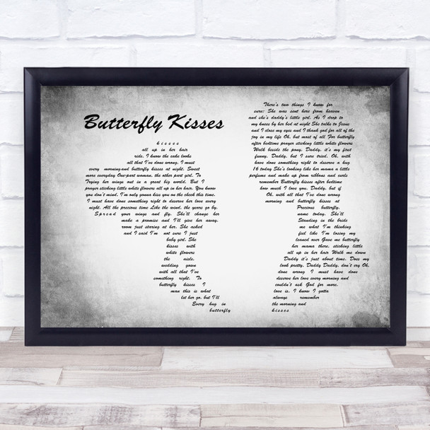 Bob Carlisle Butterfly Kisses Man Lady Couple Grey Song Lyric Print