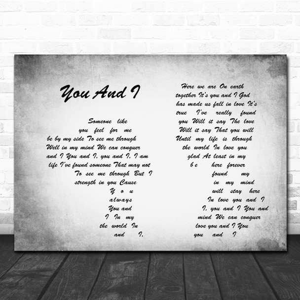 Michael Buble You And I Man Lady Couple Grey Song Lyric Quote Print