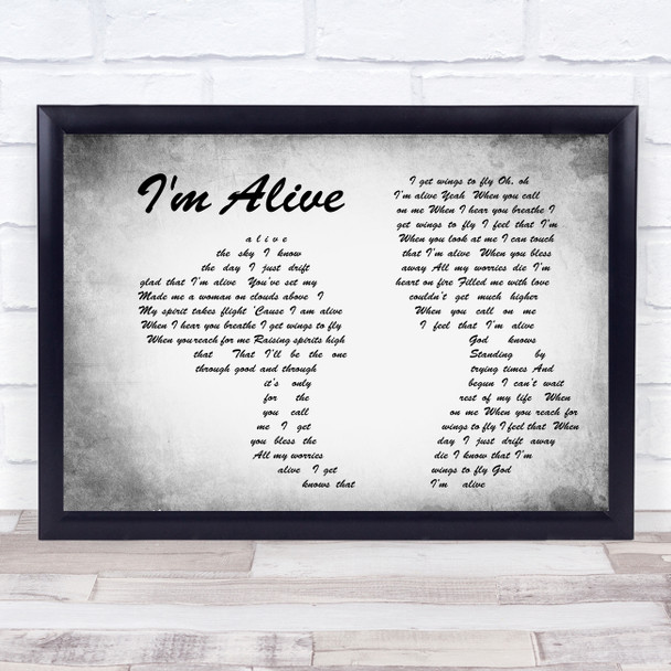 Celine Dion I'm Alive Man Lady Couple Grey Song Lyric Quote Print