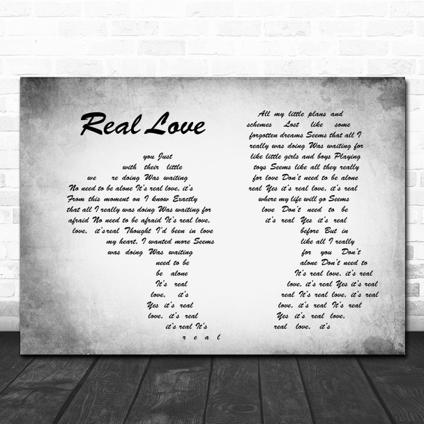 The Beatles Real Love Man Lady Couple Grey Song Lyric Quote Print