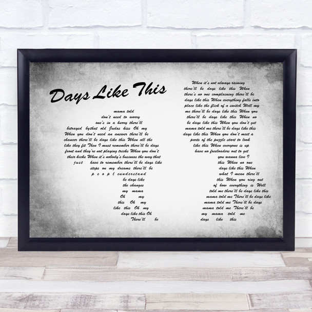Van Morrison Days Like This Man Lady Couple Grey Song Lyric Print