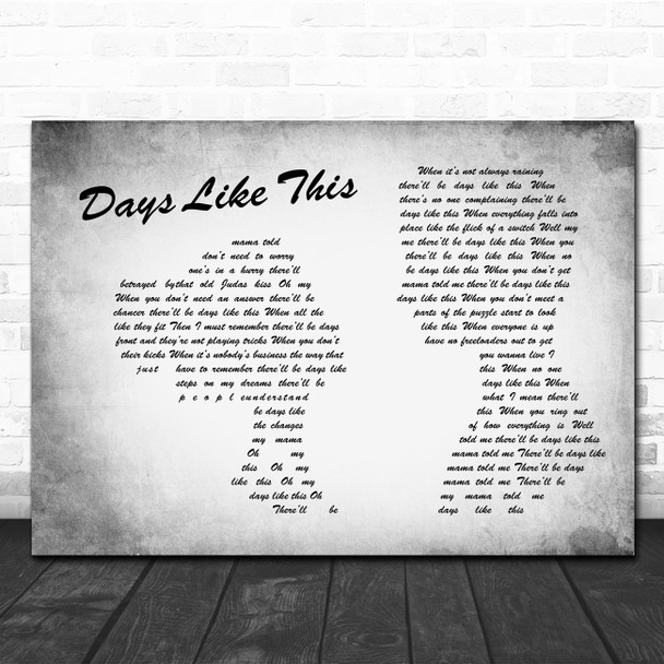 Van Morrison Days Like This Man Lady Couple Grey Song Lyric Print