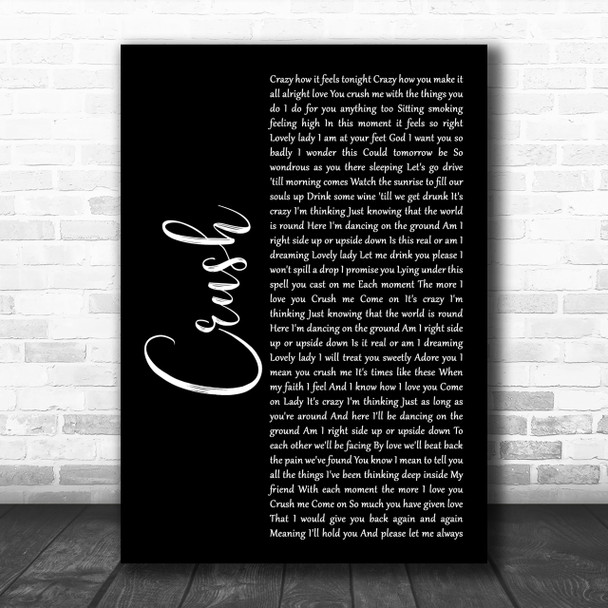 Dave Matthews Band Crush Black Script Song Lyric Music Wall Art Print Dave Matthews Band Crush Black Script Song Lyric Music Wall Art Print