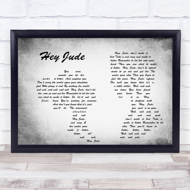 The Beatles Hey Jude Man Lady Couple Grey Song Lyric Quote Print