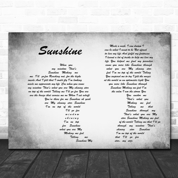 Gabrielle Sunshine Man Lady Couple Grey Song Lyric Quote Print