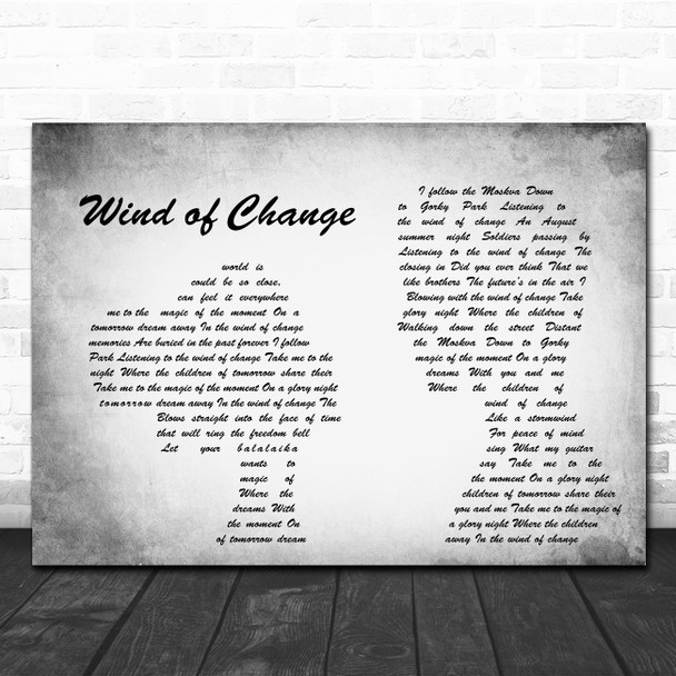 Scorpions Wind of Change Man Lady Couple Grey Song Lyric Print