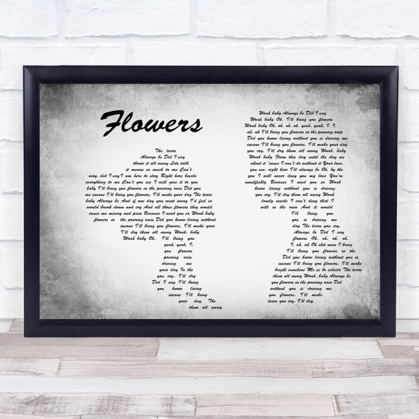 Sweet Female Attitude Flowers Man Lady Couple Grey Song Lyric Quote Print