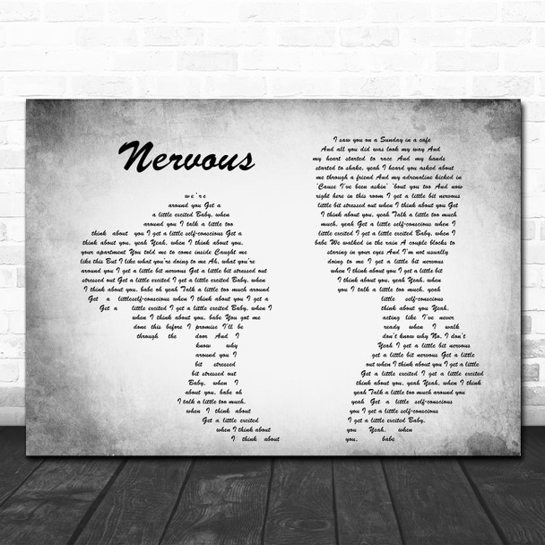 Shawn Mendes Nervous Man Lady Couple Grey Song Lyric Quote Print
