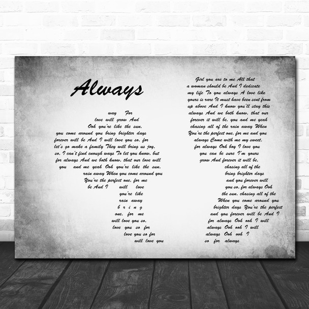 Atlantic Starr Always Man Lady Couple Grey Song Lyric Quote Print