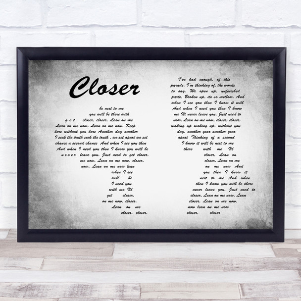 Travis Closer Man Lady Couple Grey Song Lyric Quote Print