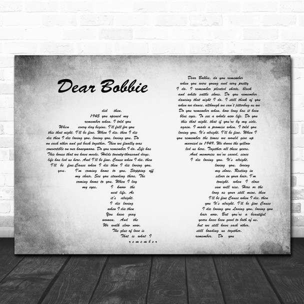 Yellowcard Dear Bobbie Man Lady Couple Grey Song Lyric Print