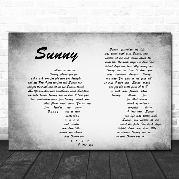 Bobby Hebb Sunny Man Lady Couple Grey Song Lyric Quote Print