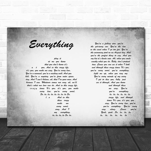 Michael Buble Everything Man Lady Couple Grey Song Lyric Print