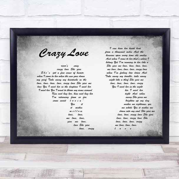 Van Morrison Crazy Love Man Lady Couple Grey Song Lyric Print