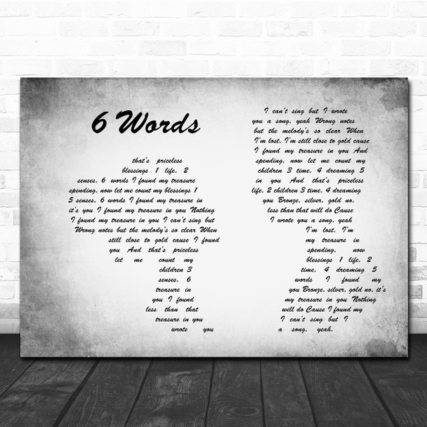 Wretch 32 6 Words Man Lady Couple Grey Song Lyric Print