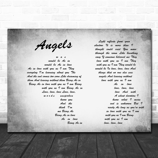 The xx Angels Man Lady Couple Grey Song Lyric Print