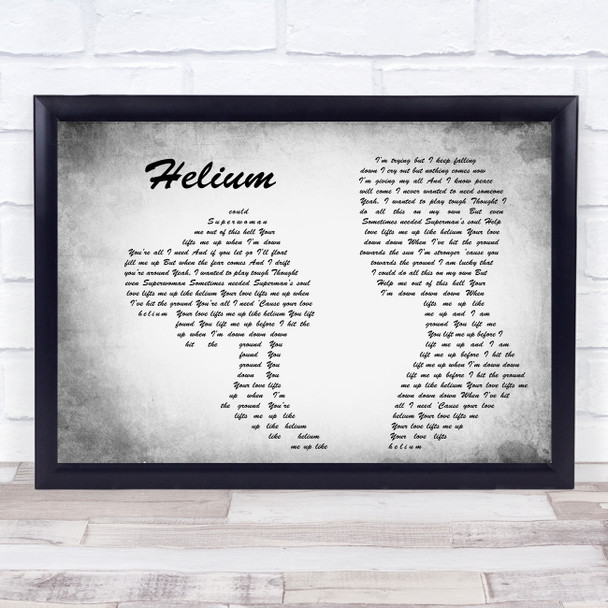 Sia Helium Grey Man Lady Couple Song Lyric Print