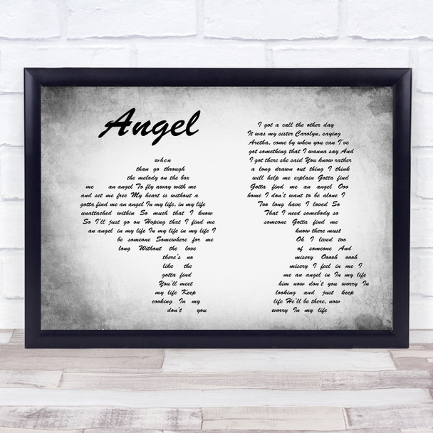 Aretha Franklin Angel Man Lady Couple Grey Song Lyric Print