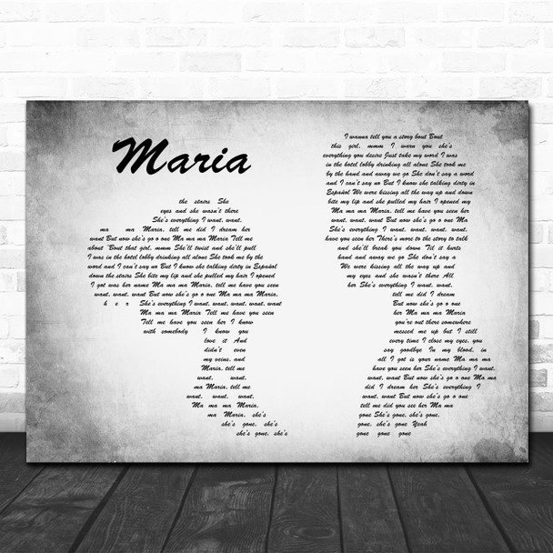 Olly Murs Maria Man Lady Couple Grey Song Lyric Print