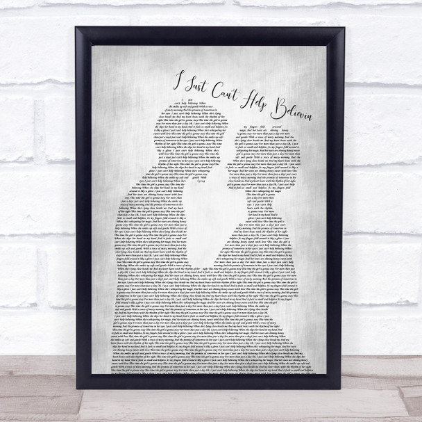 Elvis Presley I Just Can't Help Believin Man Lady Bride Groom Wedding Grey Print