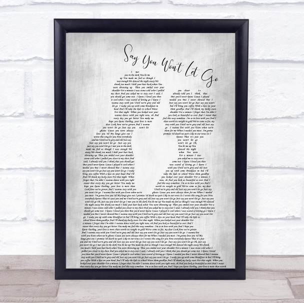 James Arthur Say You Won't Let Go Man Lady Bride Groom Wedding Grey Song Print