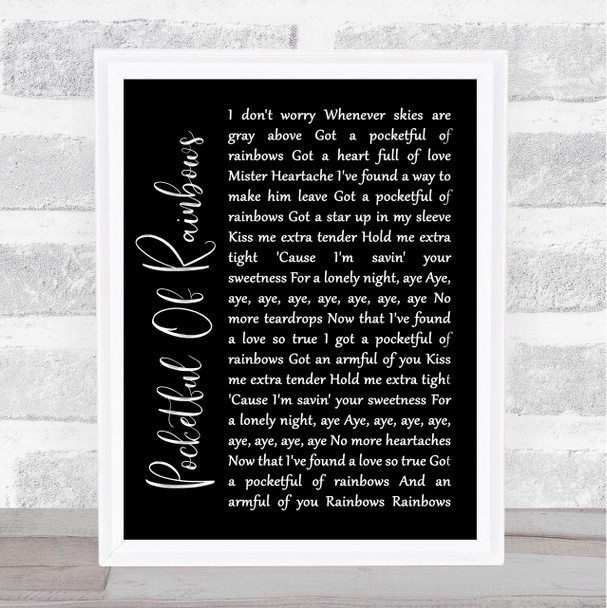 Elvis Presley Pocketful Of Rainbows Black Script Song Lyric Music Wall Art Print