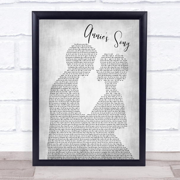 John Denver Annie's Grey Song Man Lady Bride Groom Wedding Grey Song Lyric Print