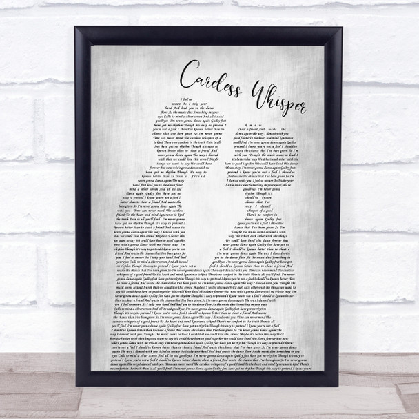 George Michael Careless Whisper Man Lady Bride Groom Wedding Grey Song Print