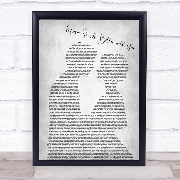 Stardust Music Sounds Better with You Man Lady Bride Groom Grey Song Lyric Print