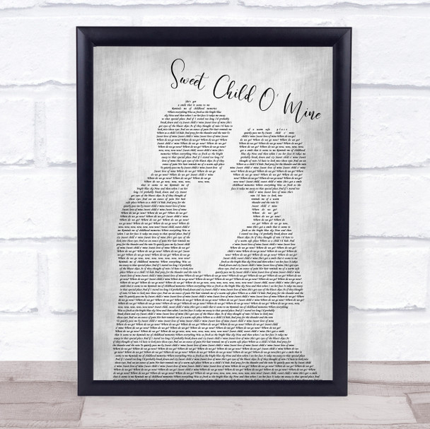 Guns N' Roses Sweet Child O' Mine Man Lady Bride Groom Wedding Grey Song Print