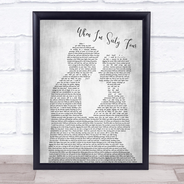 The Beatles When I'm Sixty Four Grey Song Man Lady Bride Groom Wedding Print
