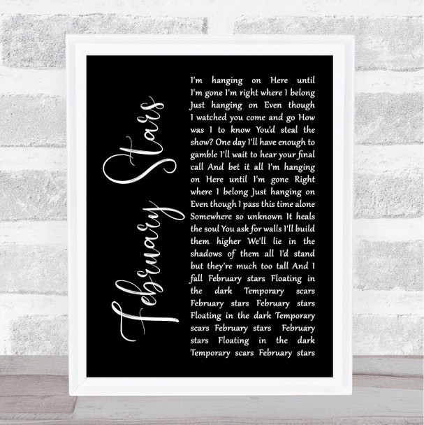 Foo Fighters February Stars Black Script Song Lyric Music Wall Art Print