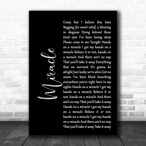 Foo Fighters Miracle Black Script Song Lyric Music Wall Art Print