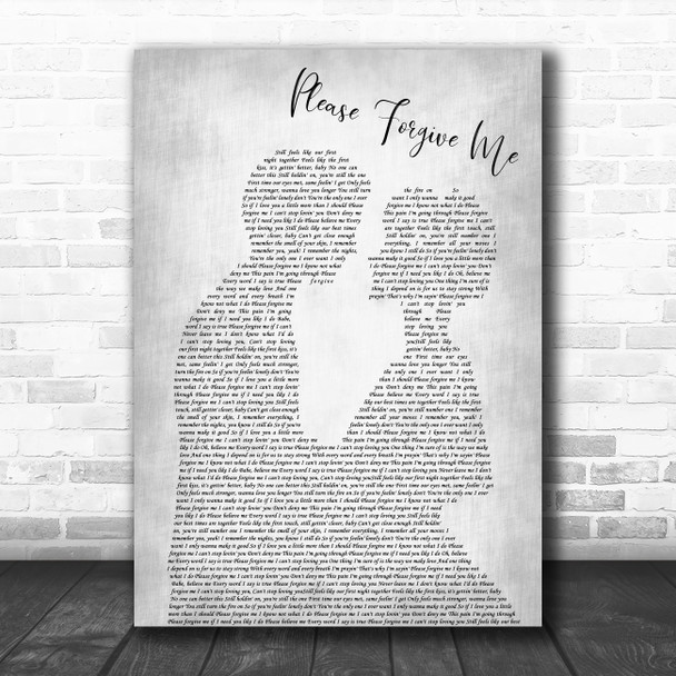 Bryan Adams Please Forgive Me Man Lady Bride Groom Wedding Grey Song Lyric Print