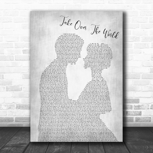 The Courteeners Take Over The World Man Lady Bride Groom Grey Song Lyric Print