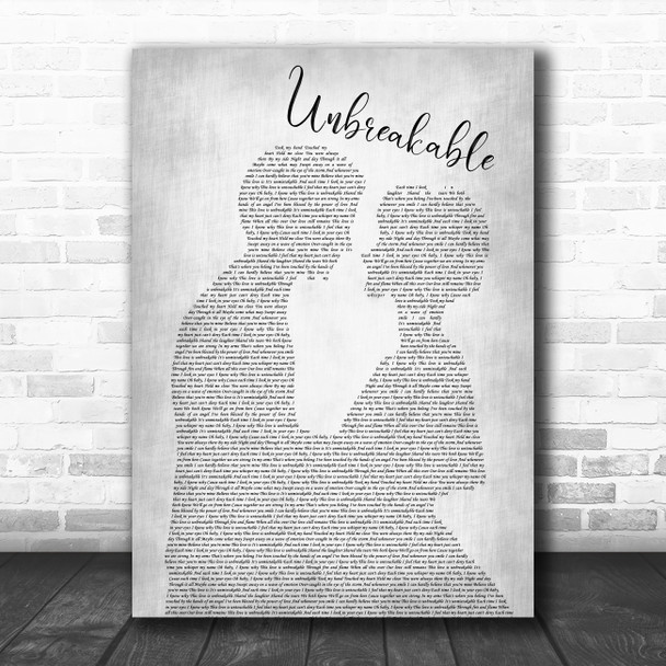 Westlife Unbreakable Man Lady Bride Groom Wedding Grey Song Lyric Quote Print