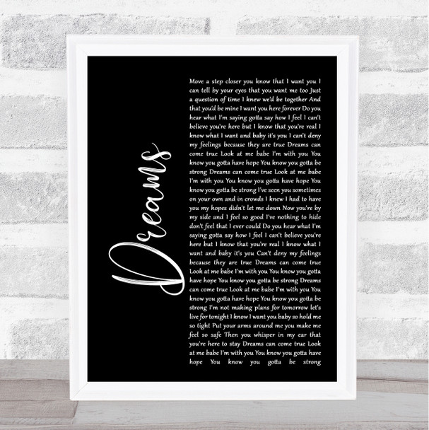 Gabrielle Dreams Black Script Song Lyric Music Wall Art Print