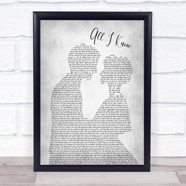 Art Garfunkel All I Know Man Lady Bride Groom Wedding Grey Song Lyric Print