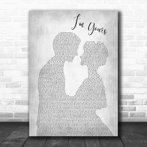 The Script I'm Yours Man Lady Bride Groom Wedding Grey Song Lyric Quote Print