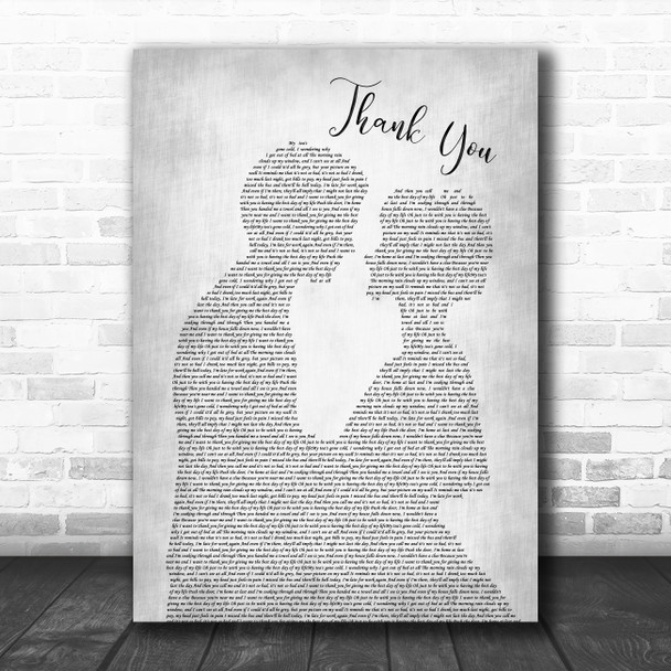 Dido Thank You Man Lady Bride Groom Wedding Grey Song Lyric Quote Print