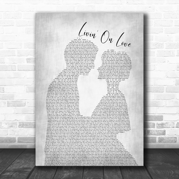 Alan Jackson Livin' On Love Man Lady Bride Groom Wedding Grey Song Lyric Print