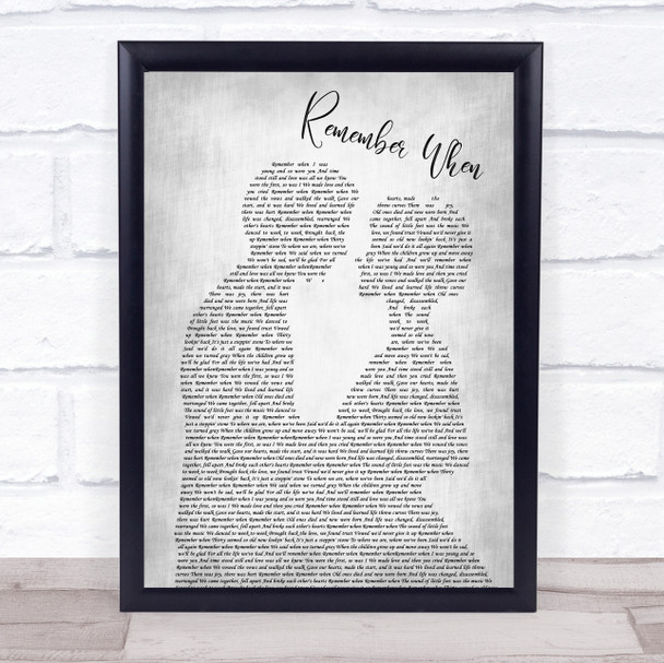 Alan Jackson Remember When Grey Song Lyric Man Lady Bride Groom Wedding Print